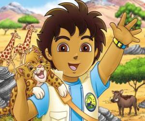 Puzzle Ντιέγκο και μωρό ιαγουάρος να βοηθήσει τα ζώα σε κίνδυνο για τη σειρά Go, Diego, Go!